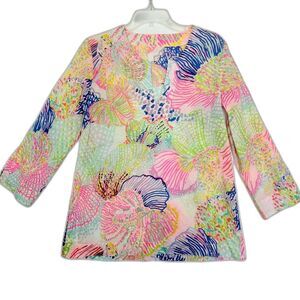 Lilly Pulitzer Amelia Island Vibrant Multicolor Cotton Tunic Top Size Medium